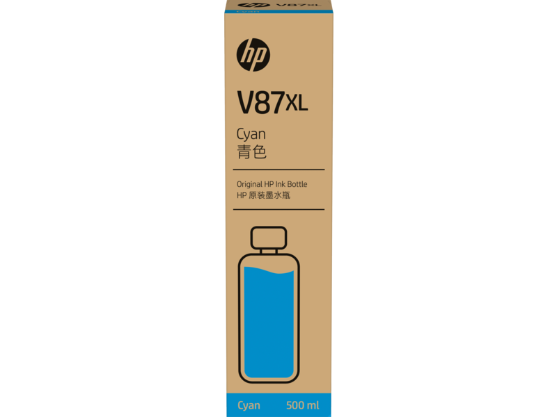 HP V87XL 500ml Cyan Bottled Ink Cartridge (7FN95A)